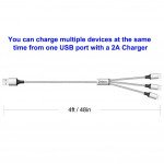Wholesale 3-in-1 2.1A IOS Lighting / Type C / Micro V8V9 Strong Braided Aluminum USB Cable 4FT (Silver)